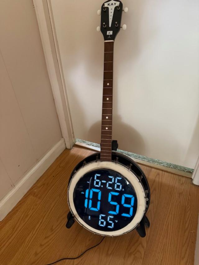 KAY BANJO – UNASSEMBLED AND MODIFIED WITH 11” DIGITAL CLOCK - Image 6