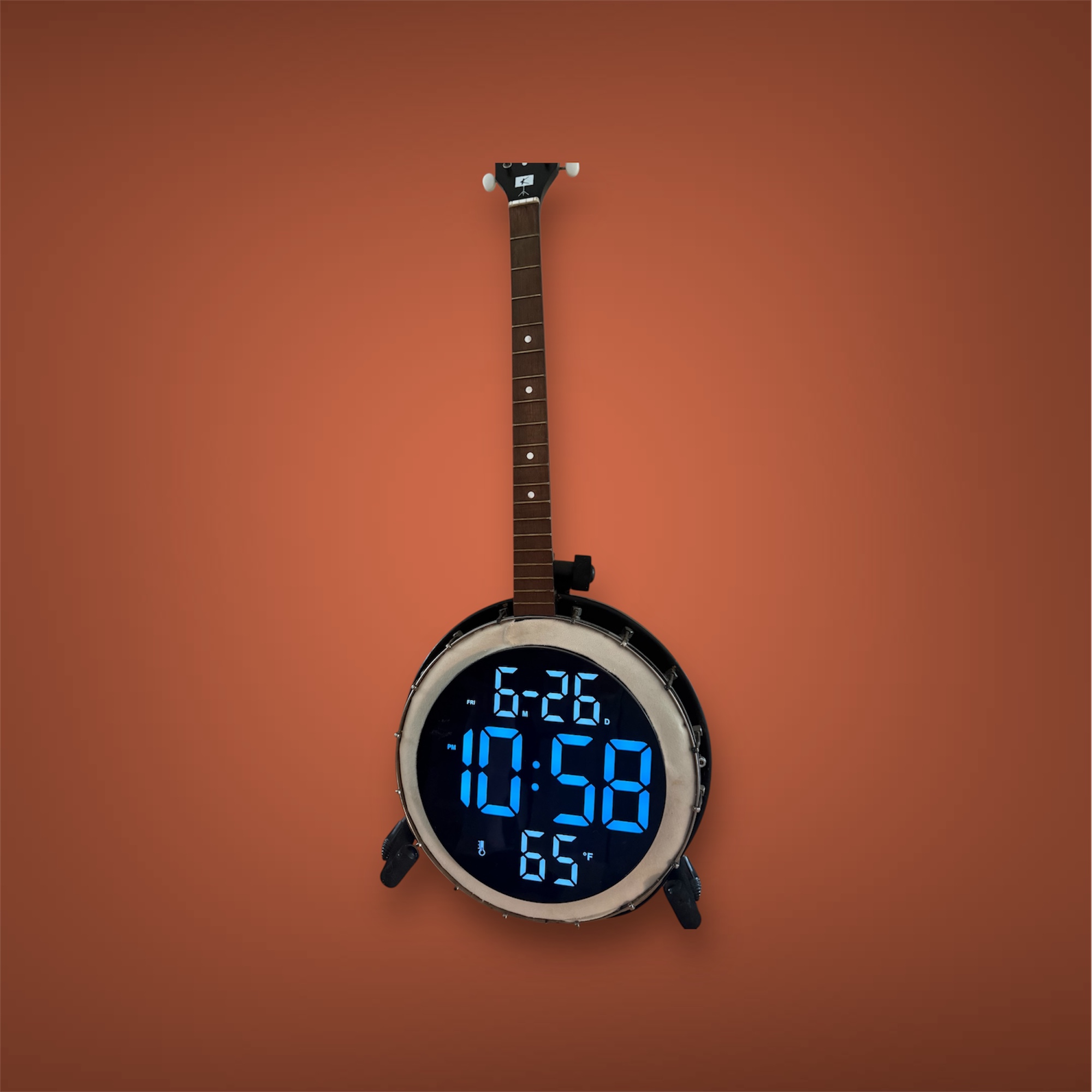 KAY BANJO – UNASSEMBLED AND MODIFIED WITH 11” DIGITAL CLOCK - Image 6