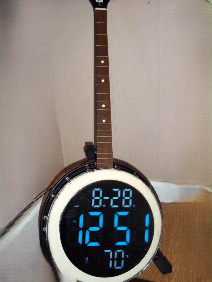 KAY BANJO – UNASSEMBLED AND MODIFIED WITH 11” DIGITAL CLOCK