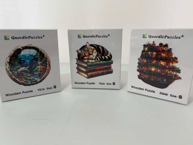 LARGE WOODEN JIGSAW PUZZLES - Turtle - Ship - Sleeping Cat