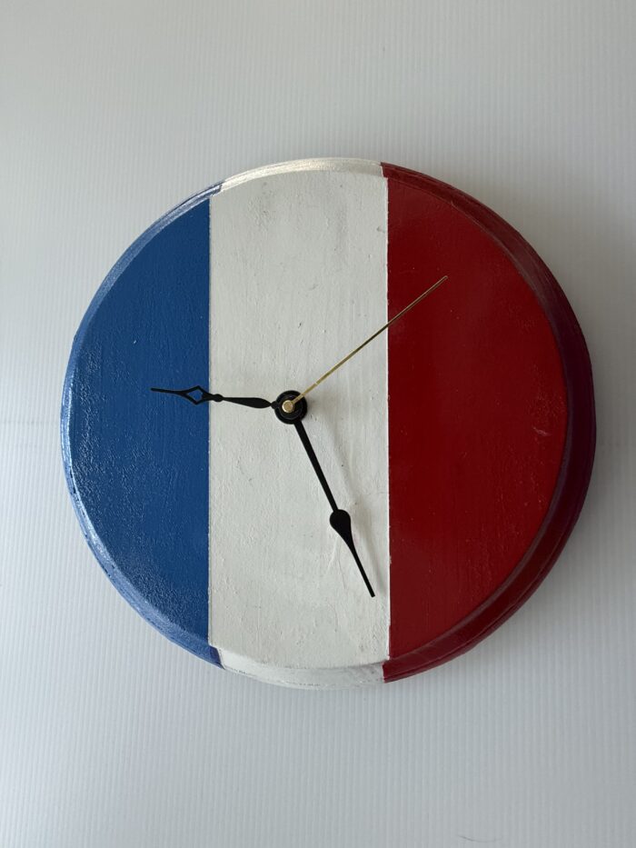 PATRIOTIC RED, WHITE, AND BLUE CLOCK