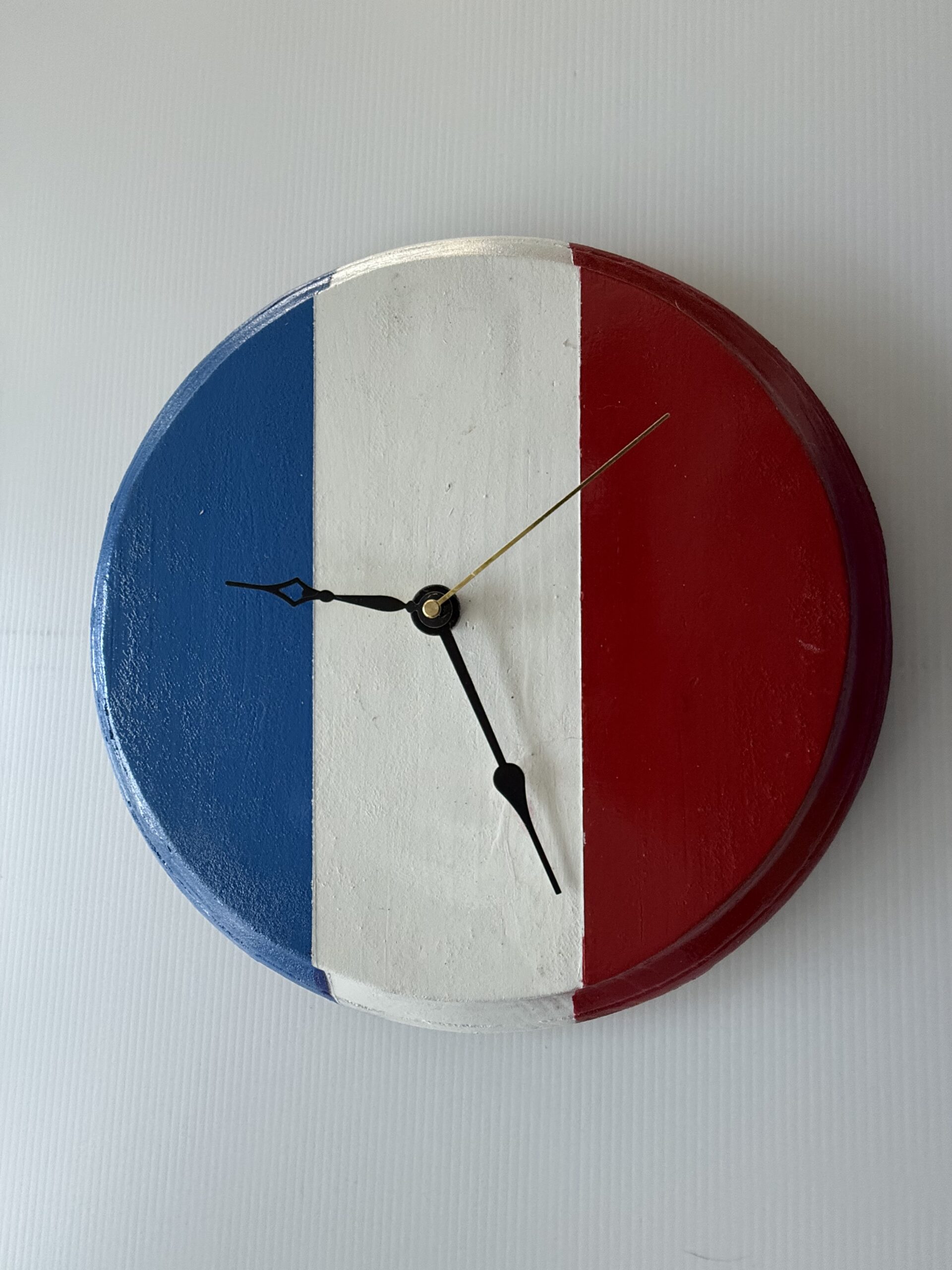 PATRIOTIC RED, WHITE, AND BLUE CLOCK