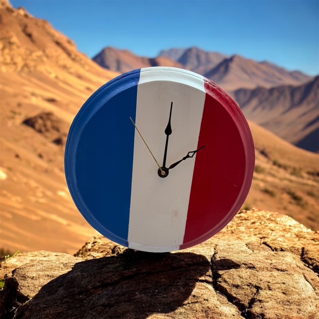PATRIOTIC RED, WHITE, AND BLUE CLOCK